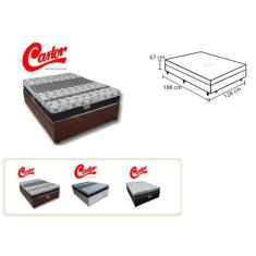 Conjunto Cama Box Baú Casal Viúva + Colchão de Molas Castor Class  128