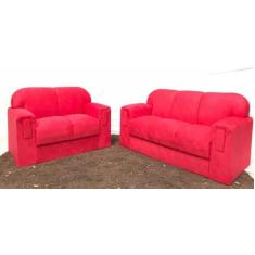 Jogo de Sofá 2 e 3 lugares Barato Suede Vermelho - AUREA DECOR