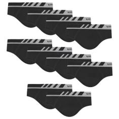 Kit Com 10 Cueca Slip Lupo Microfibra Sem Costura 691, Preto, GG