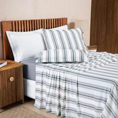 Jogo de Cama Algodão King Malha 04 Peças Cinza - BIA ENXOVAIS