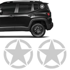 Kit Estrela Militar Para Coluna Jeep Renegade Adesivo Prata - SPORTINO