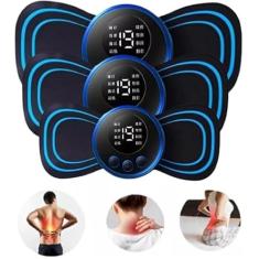 Mini Massageador Kit com 3 Pulso Elétrico EMS Portátil Recarregável Aparelho Alivia Dor Muscular Tensão Pescoço Coluna Lombar Pernas Braços Abdomen Estimulador Relaxamento