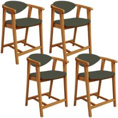 Kit 04 Banquetas Baixa Para Cozinha Sala Jantar Bancada Cecília L02 Li