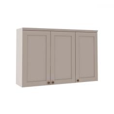 Armário Aéreo Cozinha 120cm Iluminata 100% Mdf 3 Portas Branco/Marrom Claro - Genialflex