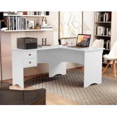 Escrivaninha mesa de computador em l de canto parise 2 gavetas tampo 1