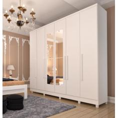 Guarda Roupa Casal com Espelho e pés 6 Portas 4 Gavetas 239cm Veneza -