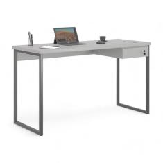 Mesa Home Office Escrivaninha Industriale 1,36 Cinza Com Gaveteiro