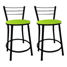 Kit 2 Banco Banqueta Baixa Preta p/ Mesa Cozinha Lanchonete Bar - Move