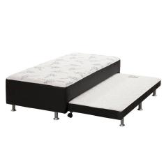Cama Box C/Auxiliar Conjugado Solteiro: Colchão Ortopédico Courano Nero Black (88X188) Ortobom