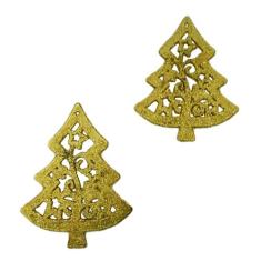 Kit Enfeite De Natal 10 Cm Wincy Com 2 Pinheiros Em Glitter Árvore De 