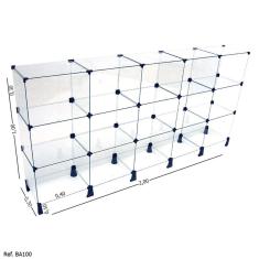 Balcão de Atendimento Modulado em Vidro - 2,00 x 1,00 x 0,30