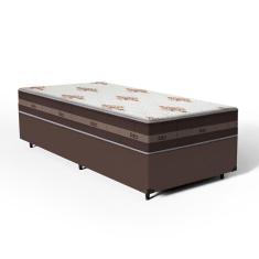 Cama Box Solteiro King Marrom + Colchão De Molas - Anjos - Classic Superlastic - 96x203x47cm