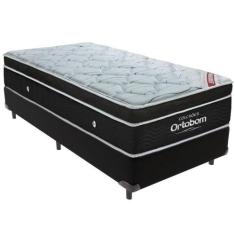 Cama Box Preto E Colchão Elegant Molas Ensacadas Solteiro Ortobom