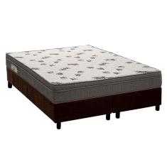 Cama Box King: Colchão Espuma Ortobom D45 Light Saúde + Base Crc Suede Brown(186X198)