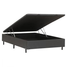 Base Cama Box Casal com Baú 138x188x30 Corino e Linho Dancar