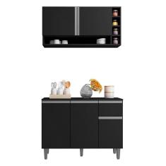 Kit de Cozinha Vanessa Balcão com Tampo MDP e Aéreo - AJL Móveis