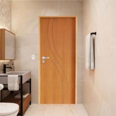 Porta Lisa Padrão Imbuia Concept 9 Batente Ecológico 14 Fechadura Stilo Wc 72 X 2,10 D Natural