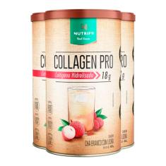 Kit 3 Collagen Pro Colágeno Hidrolisado Chá Branco com Lichia Nutrify 450g