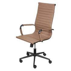 Cadeira Escritório Giratória Alta Esteirinha Aço Preto Poliuretano (PU) Caramelo Base Rodízio Preto