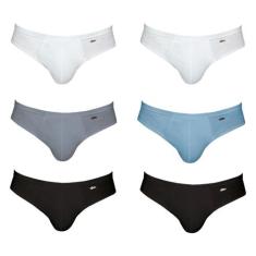 Kit com 6 Cuecas Zorba Slip Algodao 772, Cinza, M