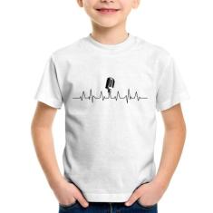 Camiseta Infantil Microfone Batimentos Cardíacos - Foca na Moda, Branc