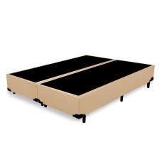 Cama Box Blindado Casal Bipartido Extremo Reforçado King Design Sintético Bege 138x188x40