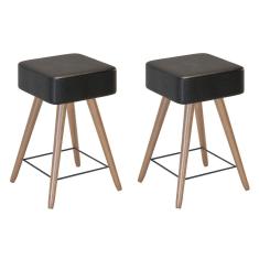 Kit 2 Banco Banqueta Rio Baixa 50cm Couríssimo - Salaone  Preto