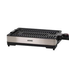 Churrasqueira Elétrica Arno Mais Sabor e Pouca Fumaça GPRA, Inox e Preta com Revestimento Antiaderrapante, Termostato Regulável e Alças Térmicas, 220V