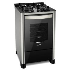 Fogão de Piso 4 Bocas Gás Fischer Gran Cheff Silver 26987-59775 Mesa de Vidro Acendimento Automático Inox Bivolt