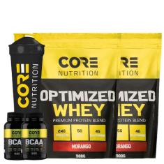 Kit Optimized Whey 900G + Bcaa + Coqueteleira Core Nutrition