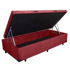 Cama Box Baú Solteiro Suede Vinho - 39x88x188