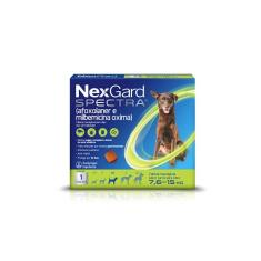 NexGard Spectra Antipulgas e Carrapatos e Vermífugo para Cães de 7,6 a 15kg - 1 tablete
