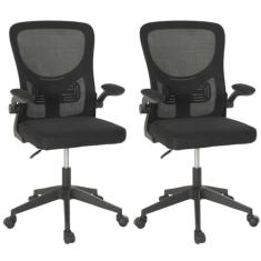 Kit 2 Cadeiras de Escritório Giratória Mônaco com Relax e Regulagem de Altura - All Black