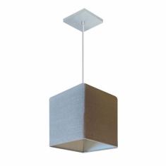 Lustre Pendente Quadrado Md-4224 Cúpula Em Tecido 16/16x16cm