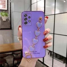 Para samsung a13 caso amor coração pulseira caso de telefone para samsung galaxy a32 a23 a33 a53 a73 a52 a72 a71 a51 a31 a11 a50 a20 capa, roxo, para a73