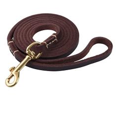 EMICUTE Coleira para cães, 1,2 m, 1,5 m, 1,8 m, trela de couro geniune para cães pequenos, treinamento de cães, caminhada, corrida