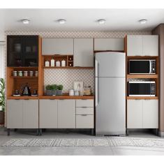 Cozinha Modulada Completa 14 Portas 02 Gavetas Firenze Amêndola Nude Prime TX Demóbile 