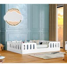Cama Casal Design Montessoriana Helo Branco Acompanha Luminária