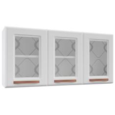 Armário Aéreo Cozinha Aço Mirage New 3 Portas com Vidro Branco - Telasul
