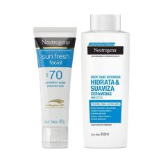 Kit Protetor Solar Facial Neutrogena FPS70 40g + Hidratante Corporal Neutrogena Body Care Intensive Hidrata & Suaviza 400ml