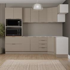 Cozinha Modulada 7 Peças sem Tampo com Rodapé Ipanema Cabecasa Madeiramadeira Cinza Trama