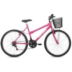 Bicicleta Mormaii Aro 26 Safira Com Cesta Rosa