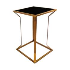 Mesa Lateral Alta Puebla decoração Sala Quarto escritório - Dourado/preto