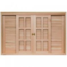 Janela de Madeira Veneziana de Correr 100x200cm com Caixilho 14cm Ewk 