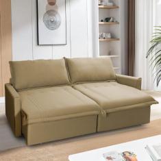 Sofá Cama Baú Ravello Sem Caixa 2,76m Linho Bege 3 Lugares - King Hous
