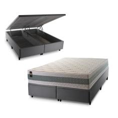 Conjunto Box Baú Cinza Oxford Verde 193x203x74 Espuma D33