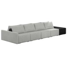 Sofá Ilha Modular Living Com Puff 392cm Georgia K04 Linho Cinza/preto - Mpozenato