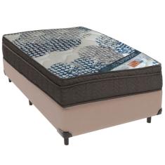 Cama Box Bege e Colchão ISO  Molas Ensacadas Solteiro Ortobom