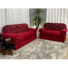 Sofá 2 e 3 Lugares Vermelho com Floral 608/16 Viena - Alpoim