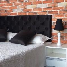 Cabeceira Capitonê Preto Suede Liso Casal 140 X 120 - RBL
